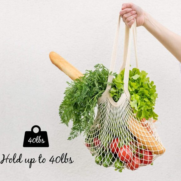 Mesh Produce Bags, 5 Pack Reusable Cotton Mesh Grocery Bag Washable Cotton Strin - Picture 4 of 9